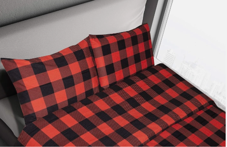 Duvet Cover Set Eskisehir (Red Black Plaid,Full/Queen Size)