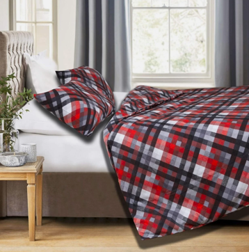 Duvet Cover Set Nilufer  (Red Black Gray, King Size)